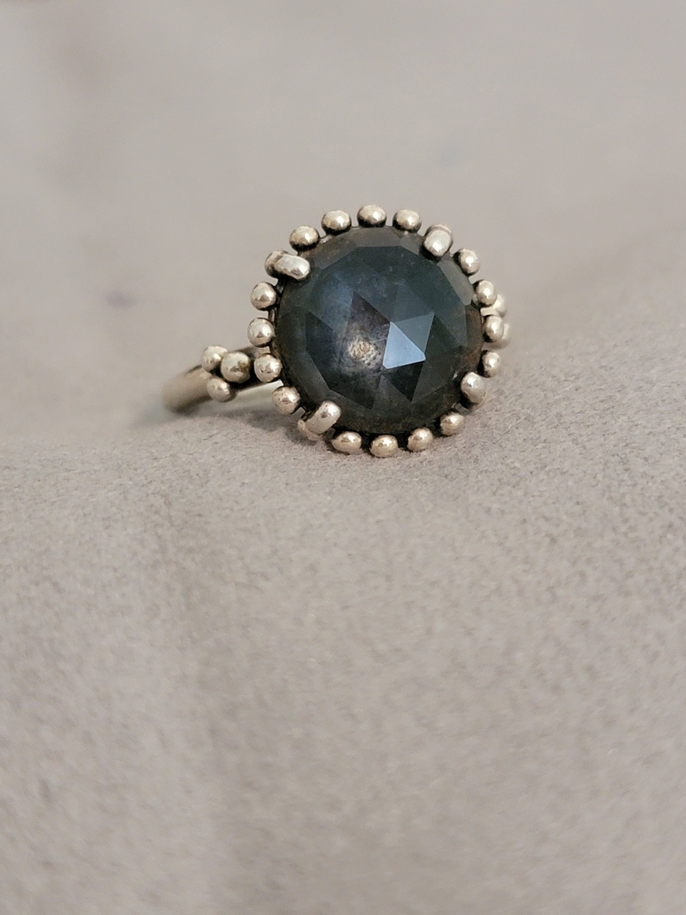 Pandora Midnight Star Silver Ring with Dark Blue Round Stone Size 6